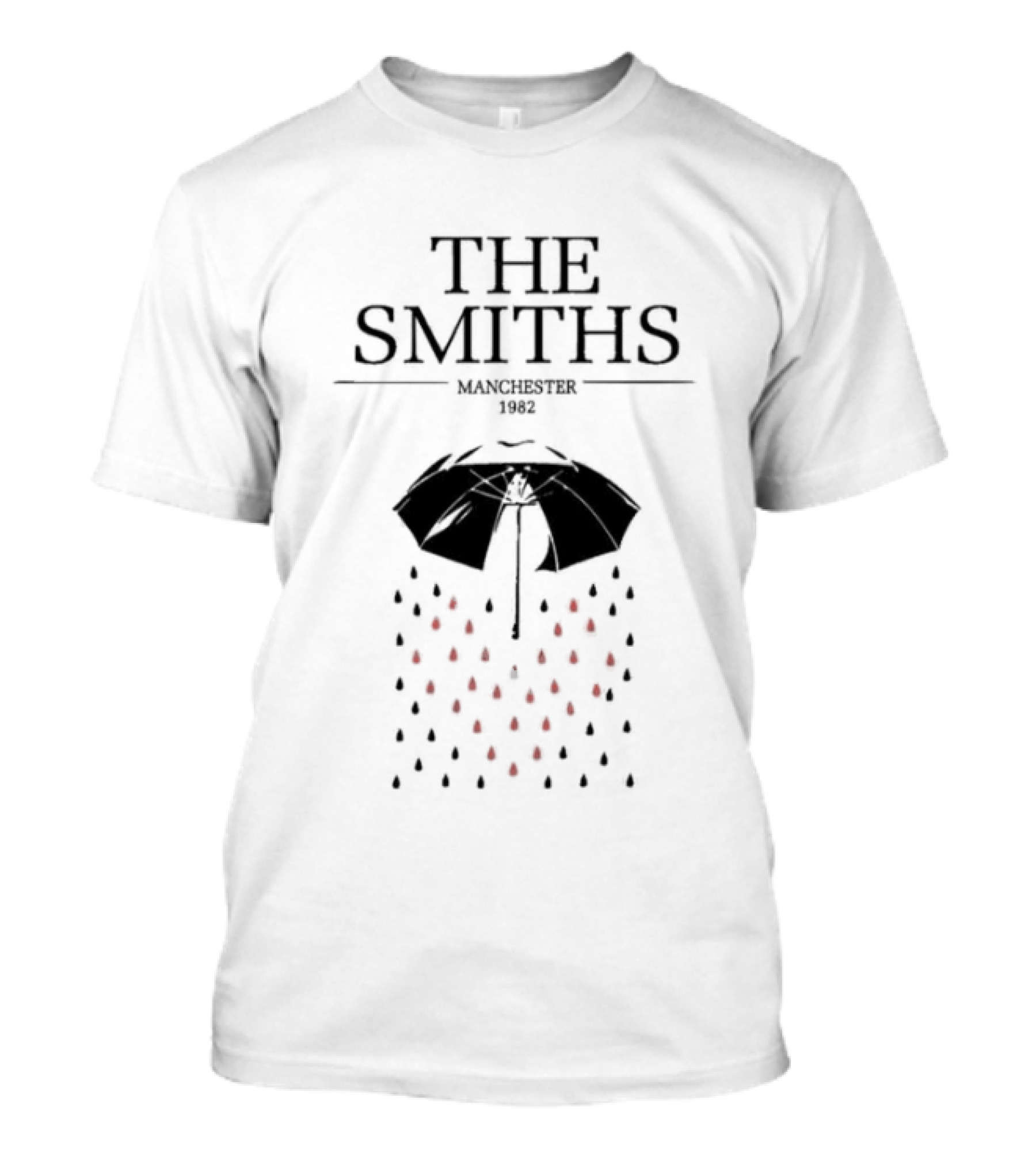 The Smiths Manchester 1982 Umbrella With Red Raindrops T-Shirt