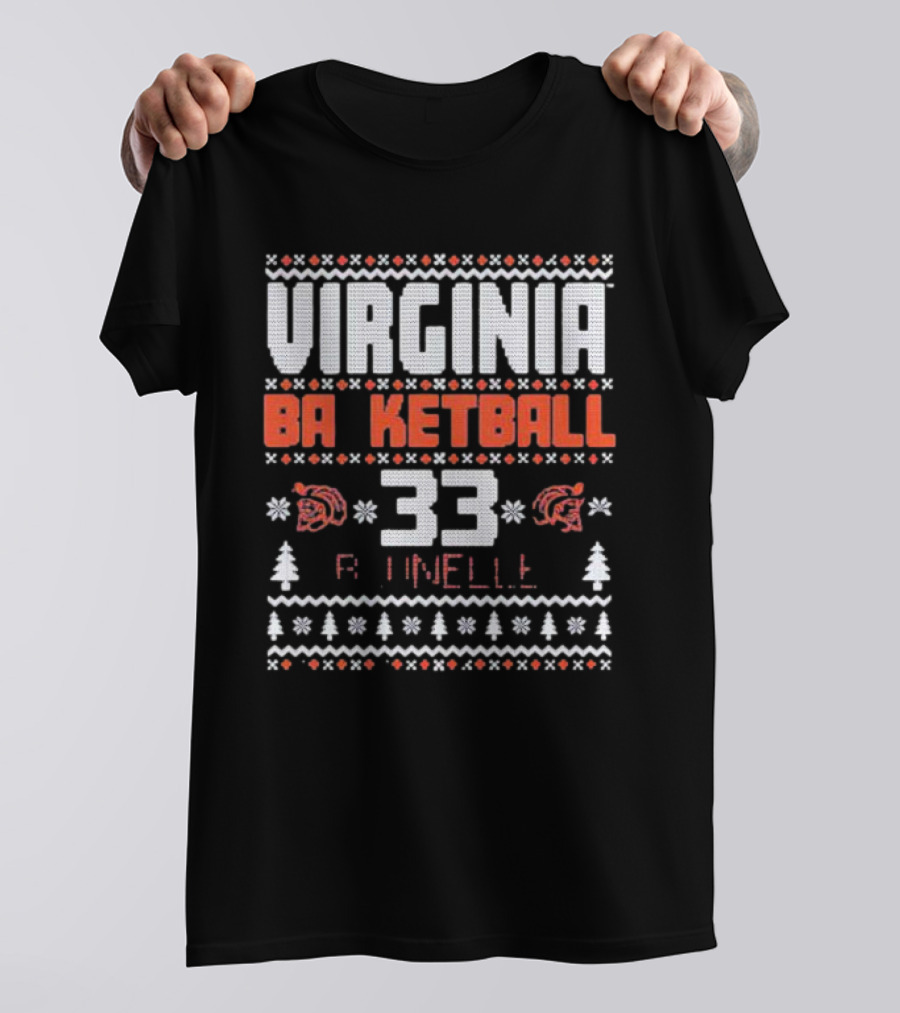 Virginia Basketball Sam Brunelle 33 Holiday T-Shirt