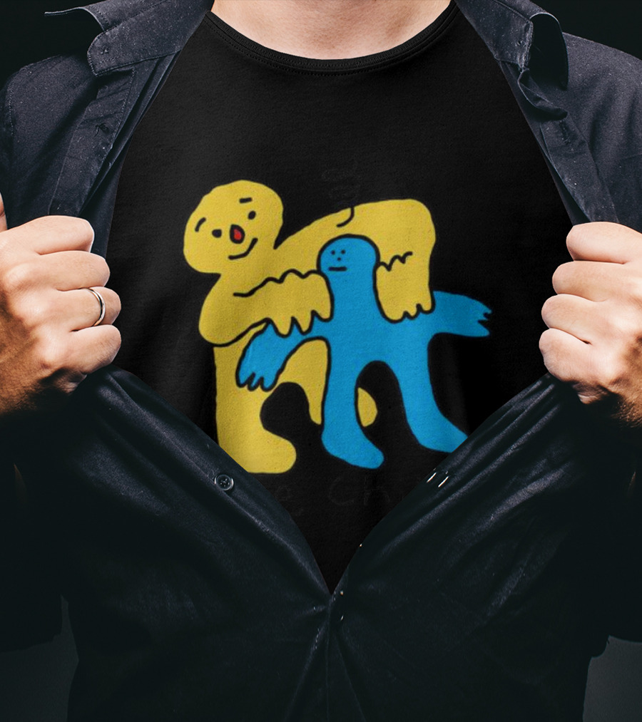 Be Chill Bold Colorful Cartoon Characters Hugging T-Shirt