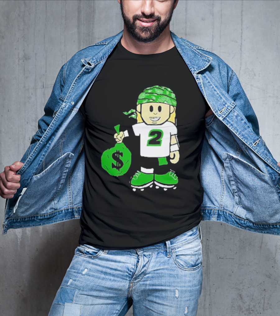 Football Player Number 2 Kids Money Bag Cartoon T-Shirt