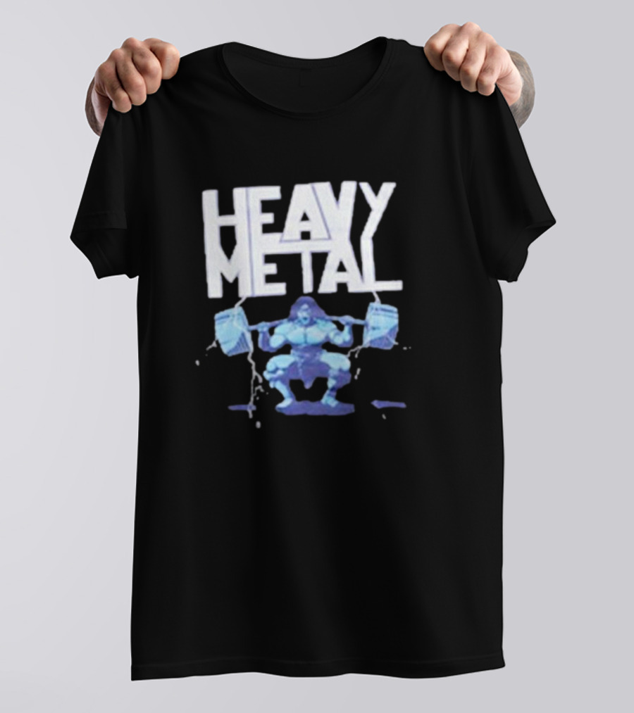 Heavy Metal Oversized Fitness Warrior With Barbells T-Shirt