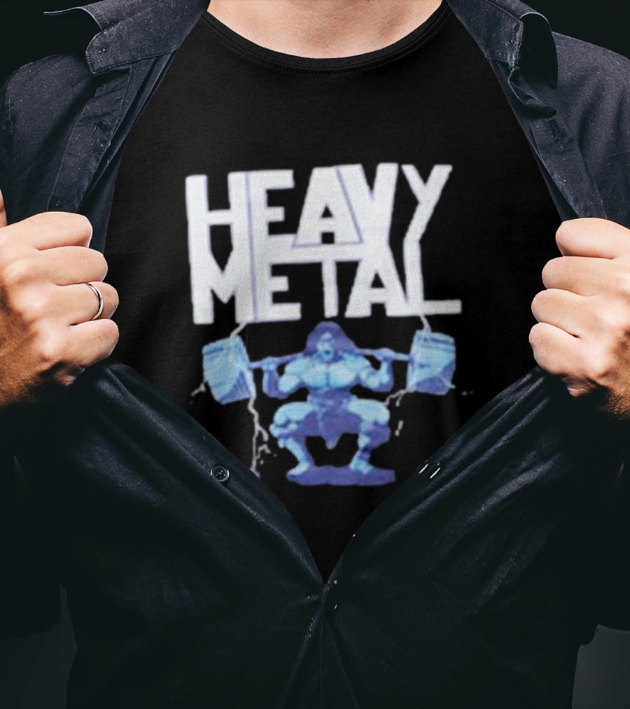 Heavy Metal Oversized Fitness Warrior With Barbells T-Shirt
