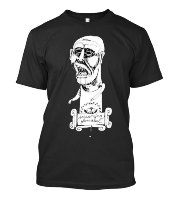 Screaming Females Band Illustration Black And White Head T-Shirt