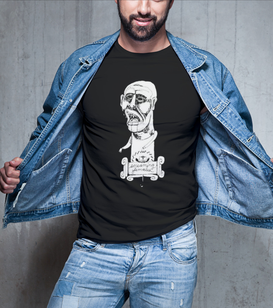 Screaming Females Band Illustration Black And White Head T-Shirt