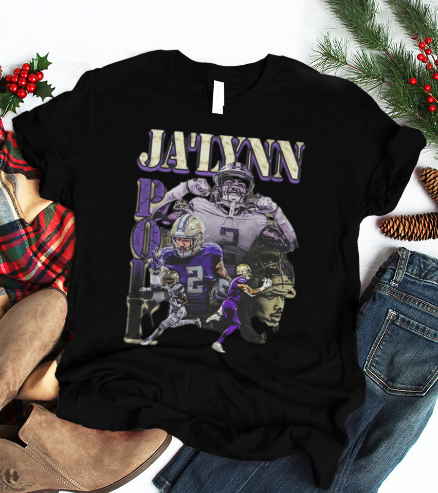 Jaylynn Polk Vintage Football Style Purple And Gold Player Collage T-Shirt