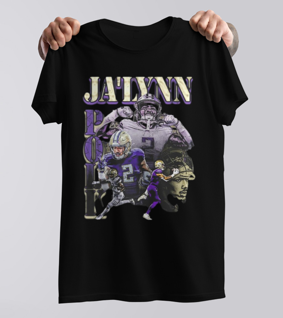 Jaylynn Polk Vintage Football Style Purple And Gold Player Collage T-Shirt