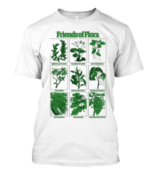 Friends Of Flora Plants Green Botanical Compilation T-Shirt
