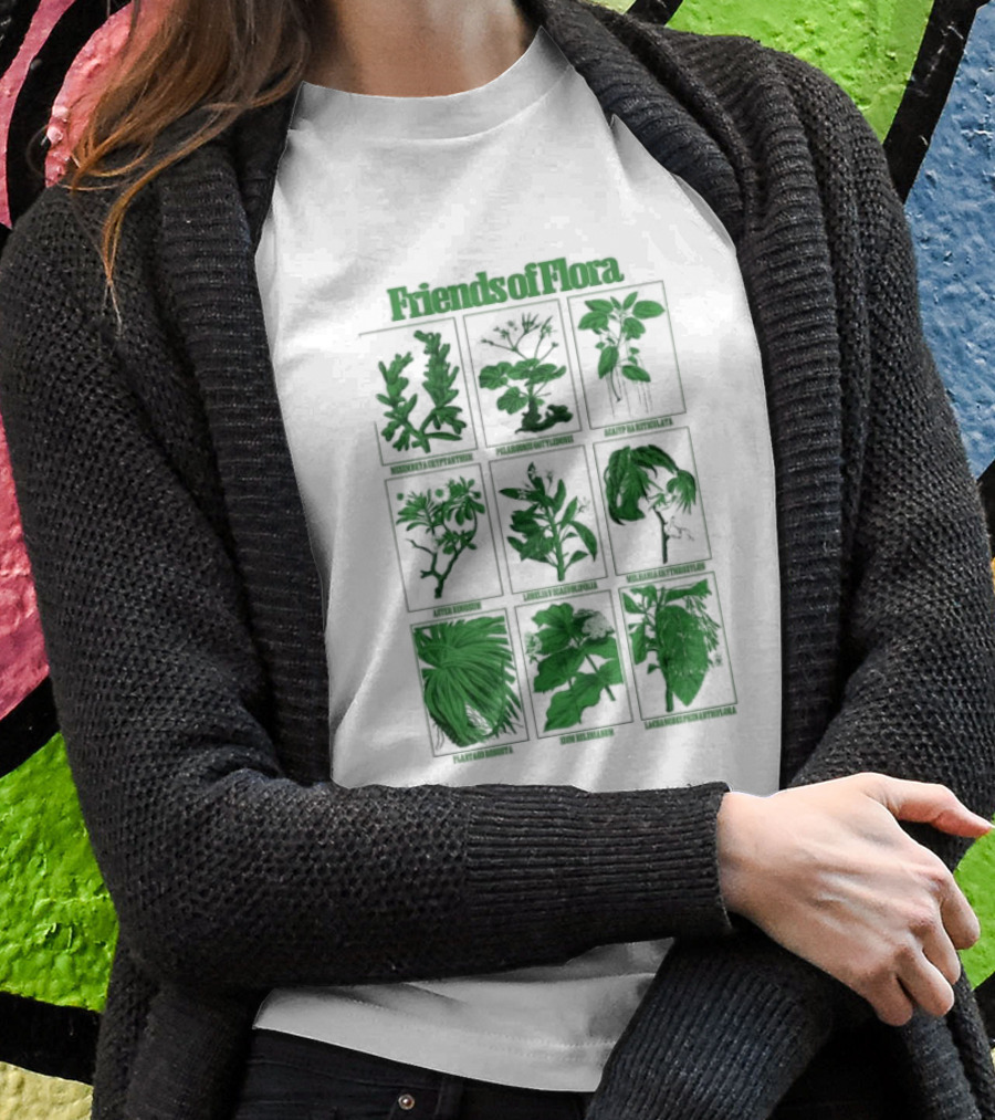 Friends Of Flora Plants Green Botanical Compilation T-Shirt