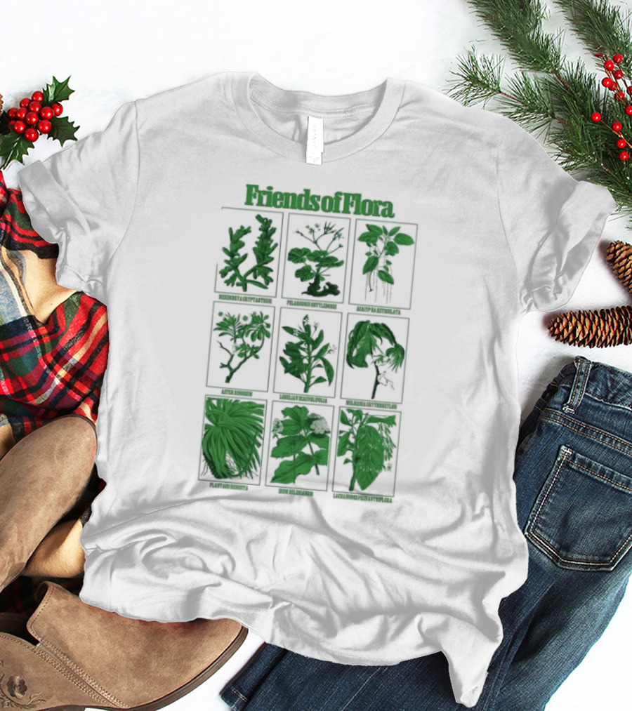 Friends Of Flora Plants Green Botanical Compilation T-Shirt