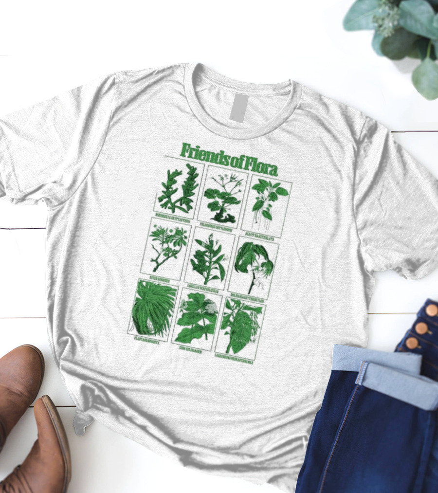 Friends Of Flora Plants Green Botanical Compilation T-Shirt