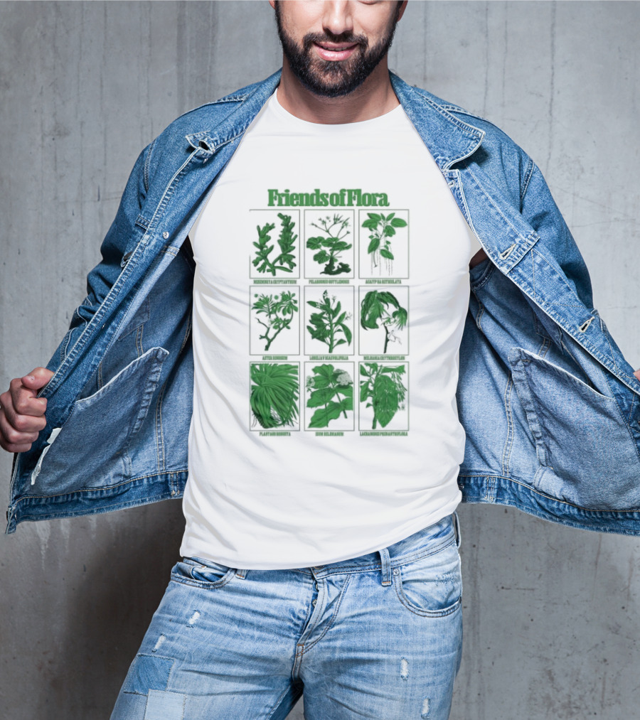 Friends Of Flora Plants Green Botanical Compilation T-Shirt