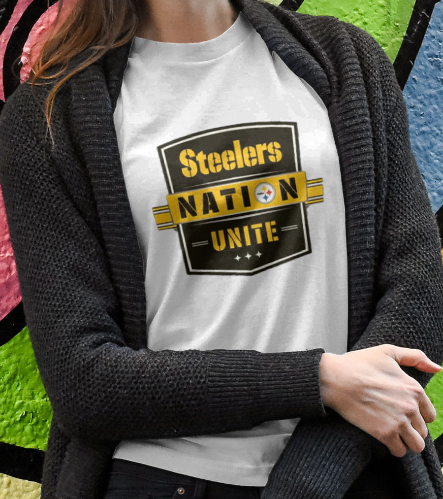 Steelers Nation Unite Emblem With Stars And Iconic Team Colors T-Shirt