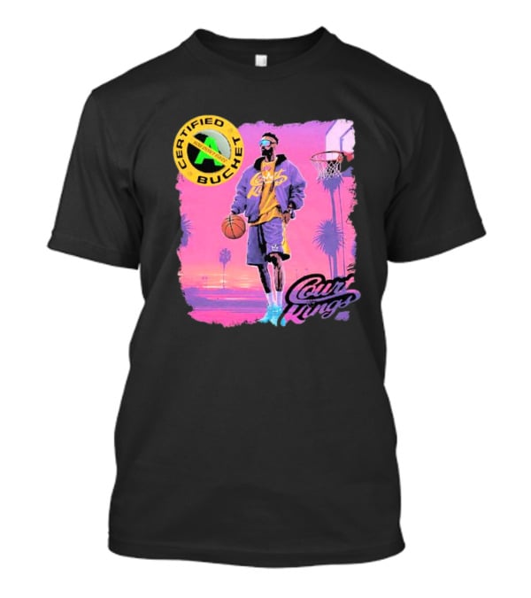 Certified Bucket Court Kings Style Basketball Sunset Scene T-Shirt