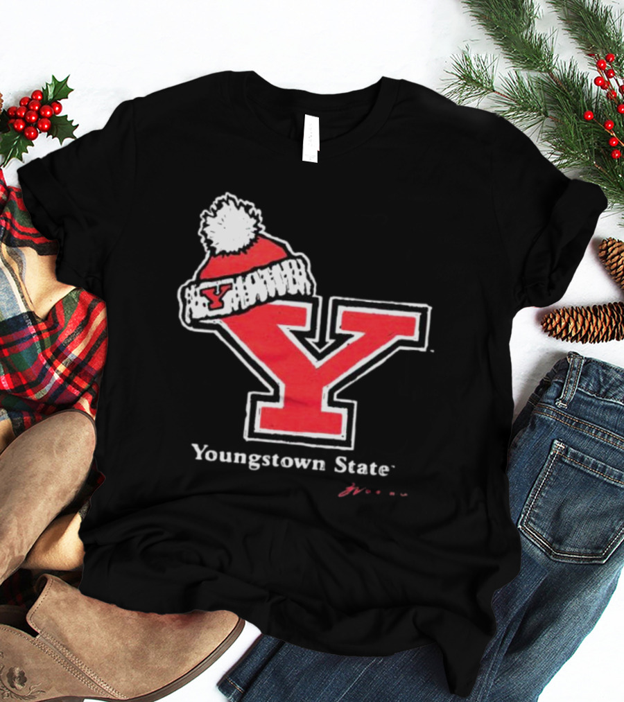 Youngstown State Y Logo With Knit Hat T-Shirt