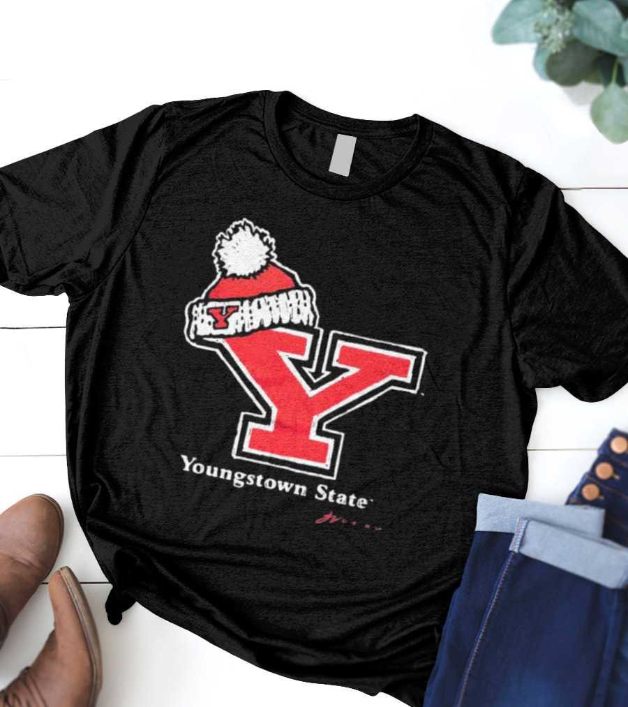 Youngstown State Y Logo With Knit Hat T-Shirt