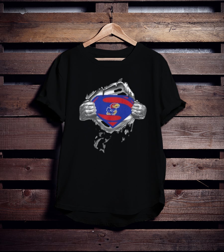 Kansas Jayhawks Emblem Revealed Inside Superman T-Shirt