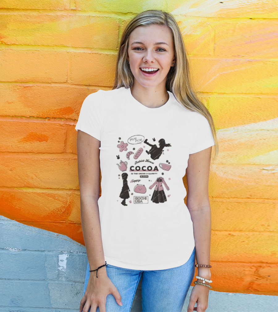 Is The Order A Rabbit Bloom Cocoa Rabbit House Sketch Blossom Tea T-Shirt