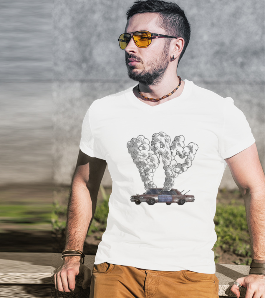 Kanel Joseph Bam Detailed Illustration Vintage Car Visual Exhaust Plumes T-Shirt