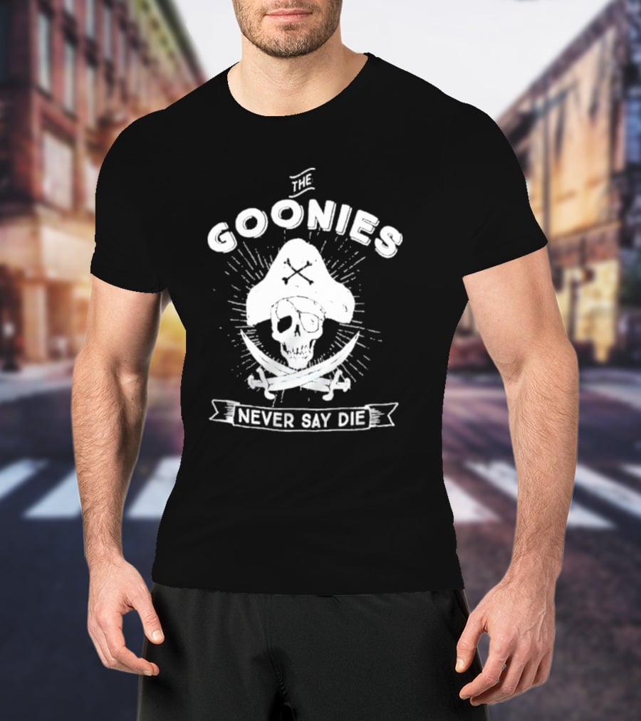 The Goonies Never Say Die Pirate Skull Crossed Swords T-Shirt