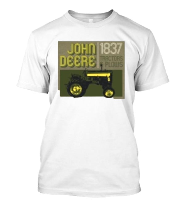 John Deere 1837 Tractors Plows Vintage Logo With Green Tractor Iconic T-Shirt