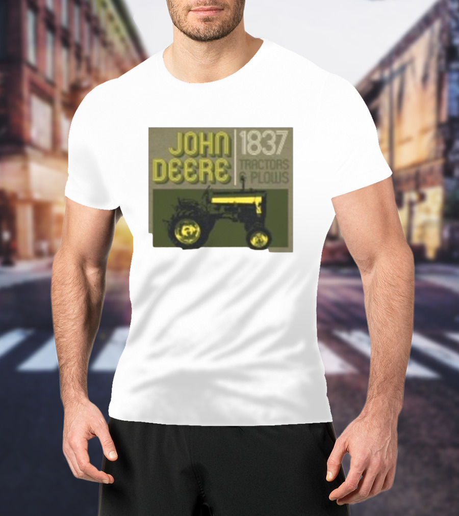 John Deere 1837 Tractors Plows Vintage Logo With Green Tractor Iconic T-Shirt