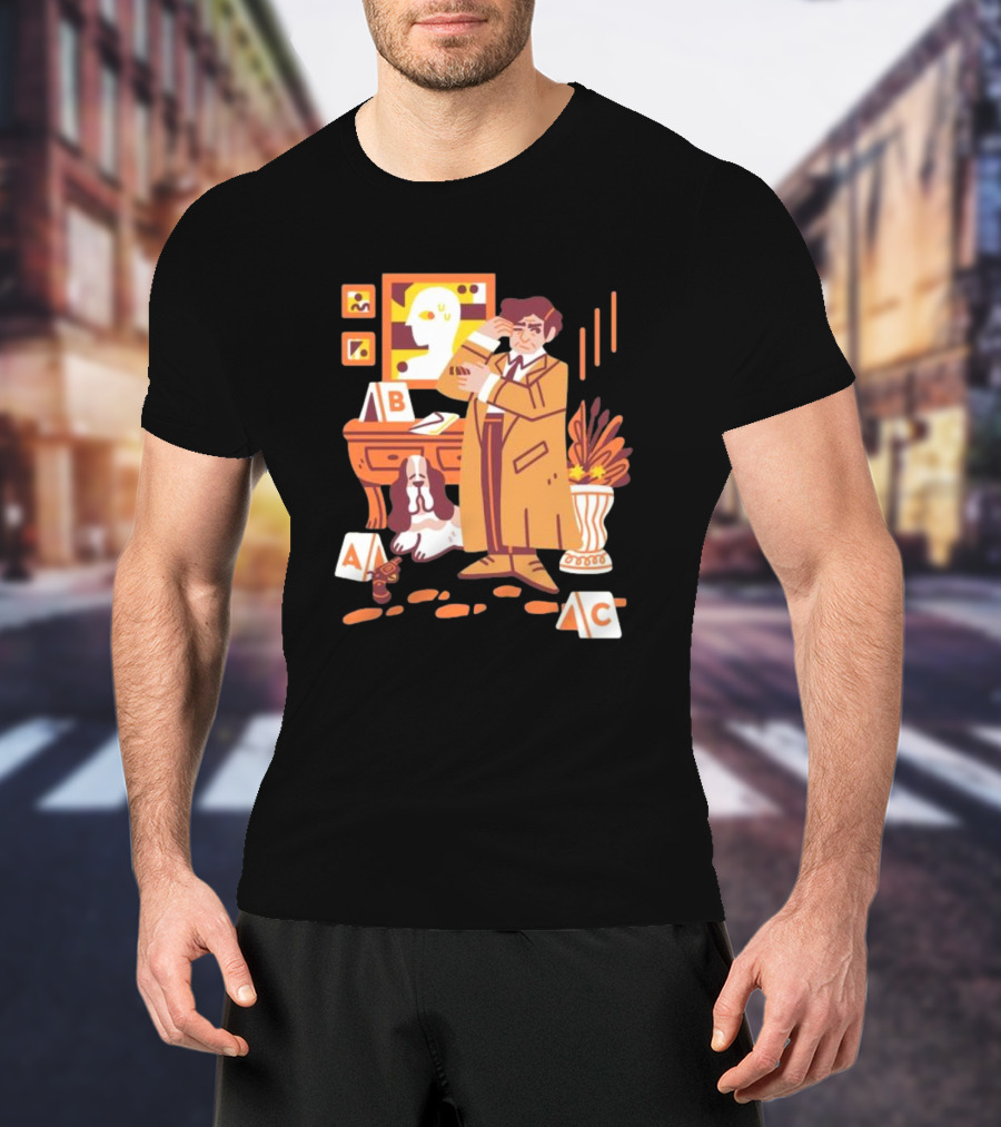 Just One More Thing Columbo Detective Classic Scene With Dog And ABC Cards T-Shirt