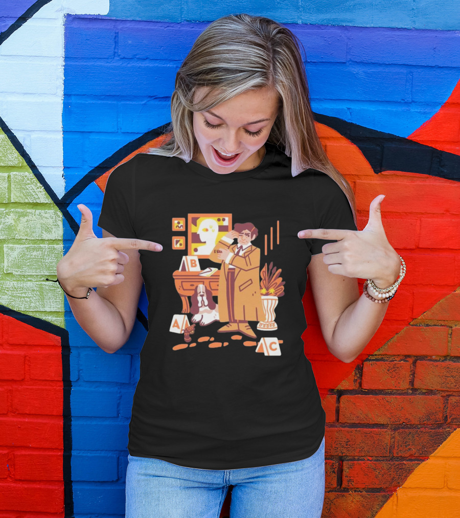 Just One More Thing Columbo Detective Classic Scene With Dog And ABC Cards T-Shirt