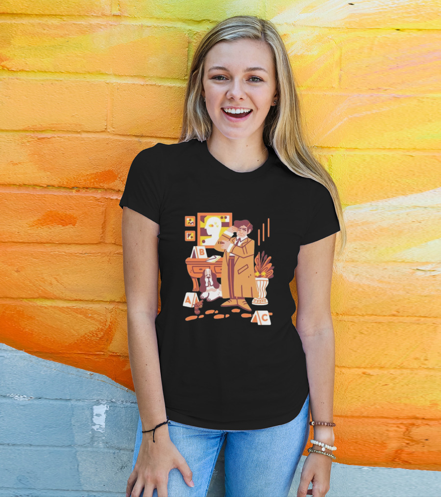 Just One More Thing Columbo Detective Classic Scene With Dog And ABC Cards T-Shirt