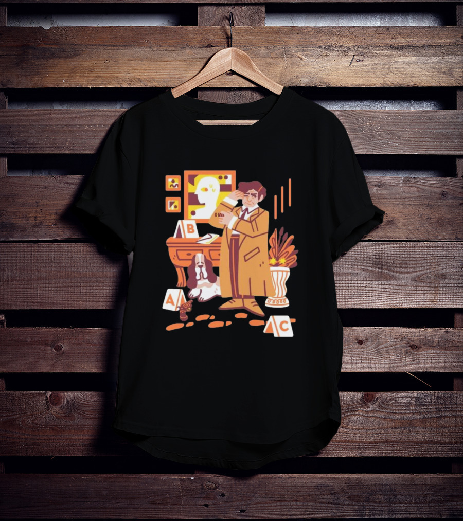 Just One More Thing Columbo Detective Classic Scene With Dog And ABC Cards T-Shirt