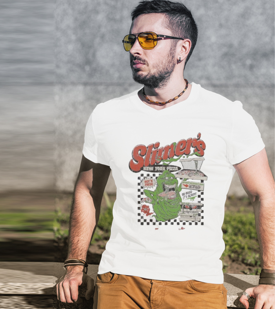 Slimer's New York Pizza Hot Fresh Delivery So Good It's Scary T-Shirt