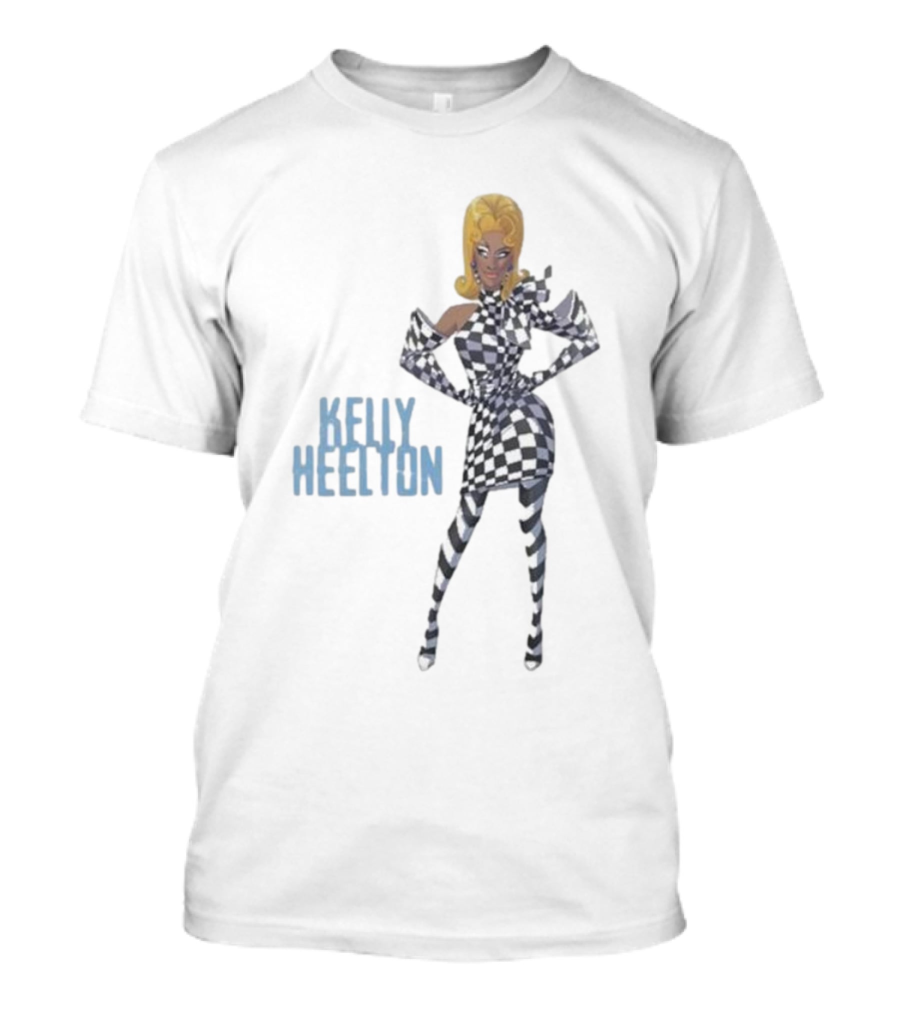 Kelly Heelton Cartoon Collection Checkered T-Shirt