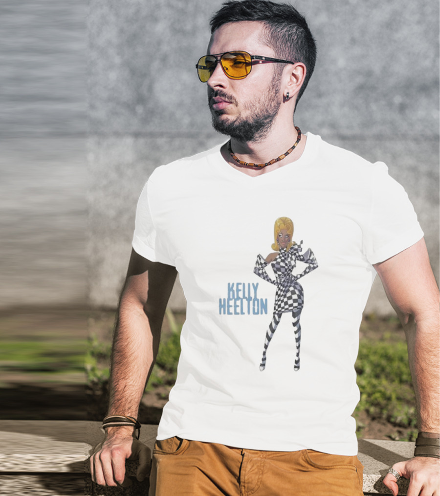 Kelly Heelton Cartoon Collection Checkered T-Shirt