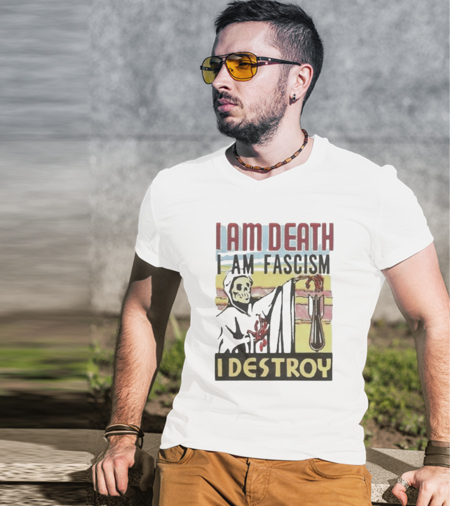 Propagandopolis I Am Death I Am Fascism I Destroy Skeleton Bomb T-Shirt