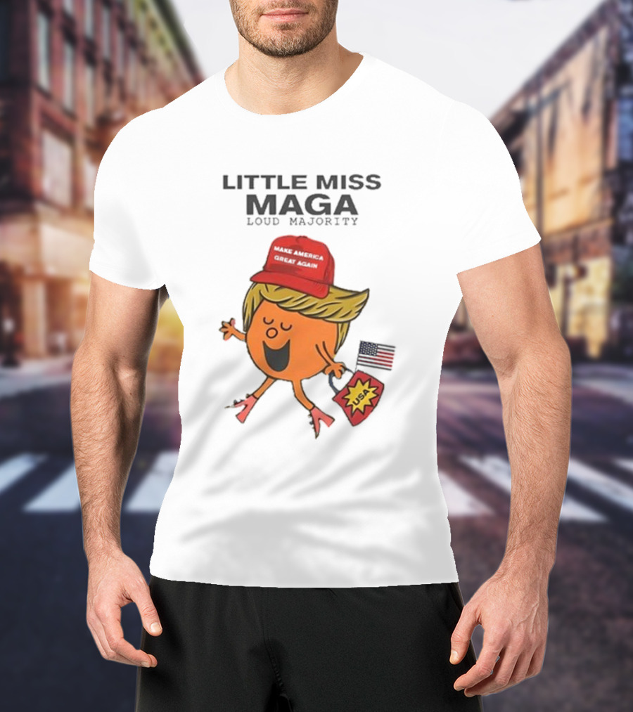Little Miss Maga Make America Great Again Loud Majority USA Flag T-Shirt