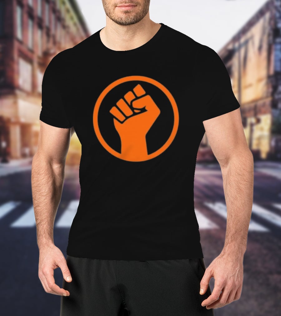 Mad Liberals Orange Fist Symbol In Circle T-Shirt