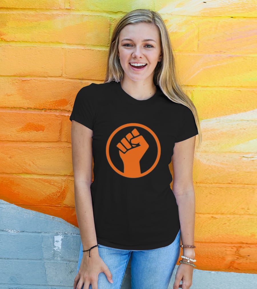 Mad Liberals Orange Fist Symbol In Circle T-Shirt