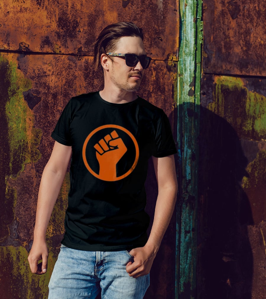 Mad Liberals Orange Fist Symbol In Circle T-Shirt