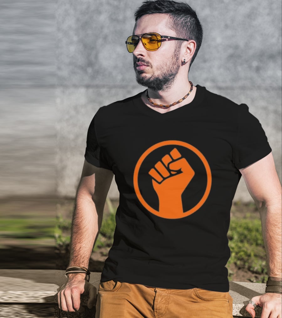 Mad Liberals Orange Fist Symbol In Circle T-Shirt