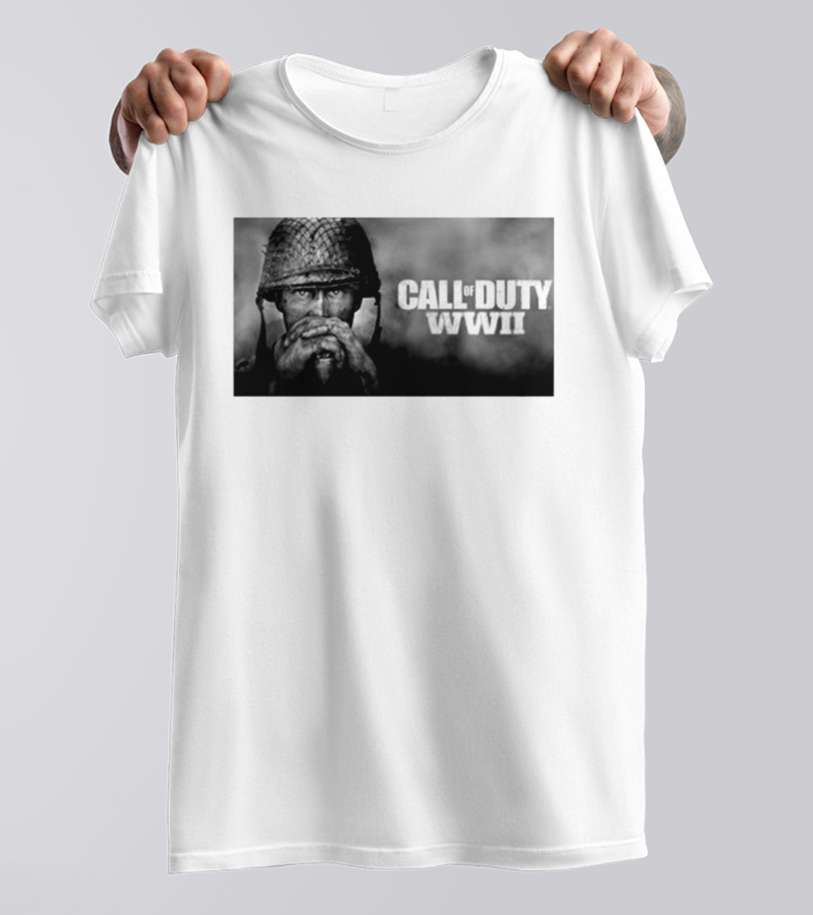 Call Of Duty WWII Soldier Image Black And White T-Shirt