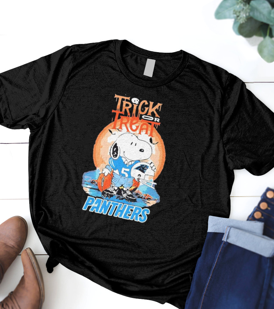 Trick Or Treat Snoopy Panthers Carolina NFL Inspired T-Shirt