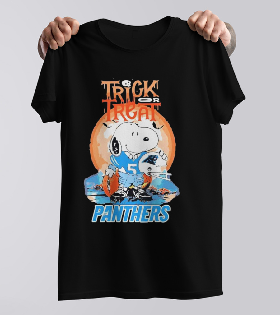 Trick Or Treat Snoopy Panthers Carolina NFL Inspired T-Shirt