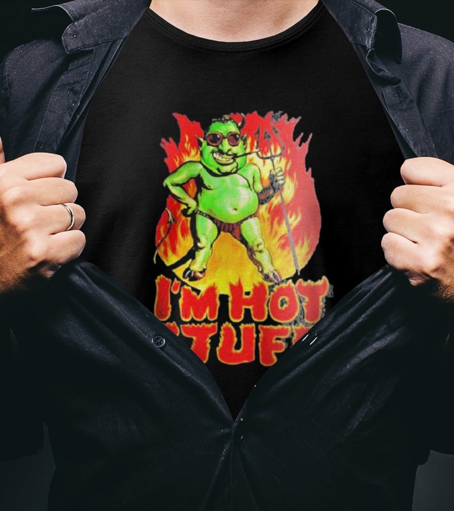 I’m Hot Stuff Devil With Pitchfork And Flames T-Shirt