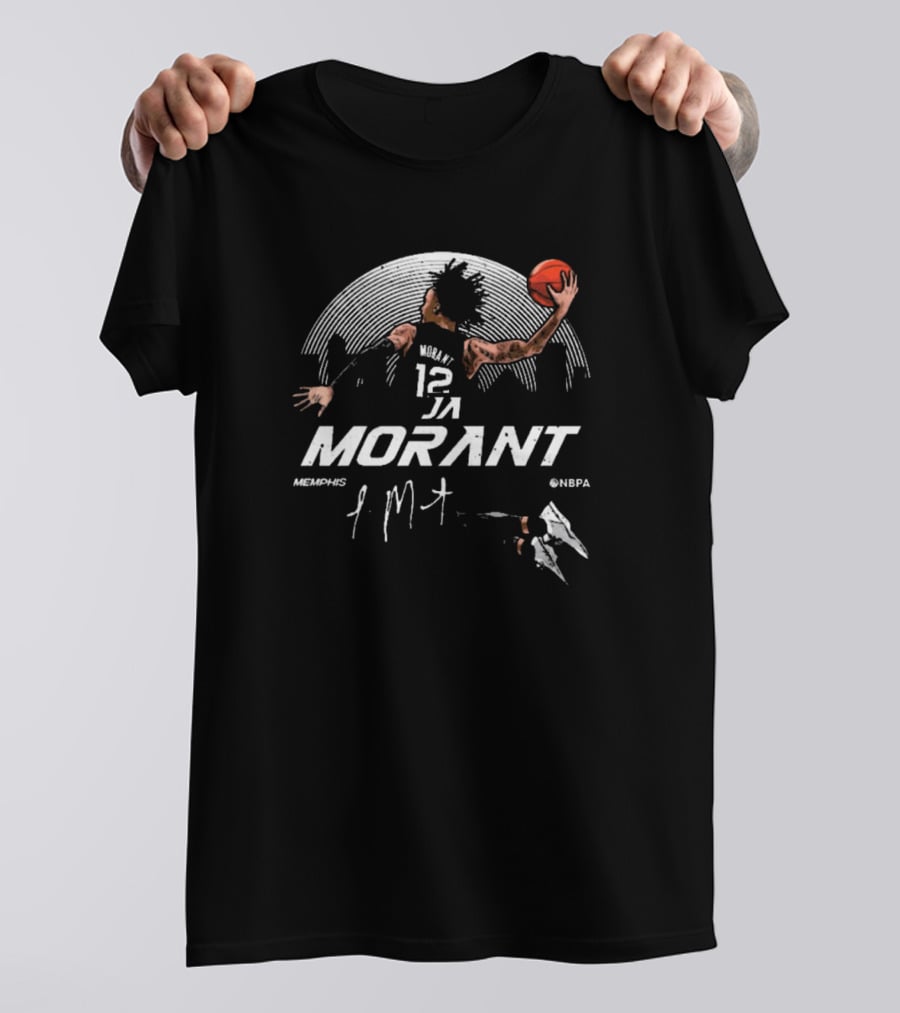 Ja Morant Memphis Grizzlies 12 Skyline NBPA Signature T-Shirt