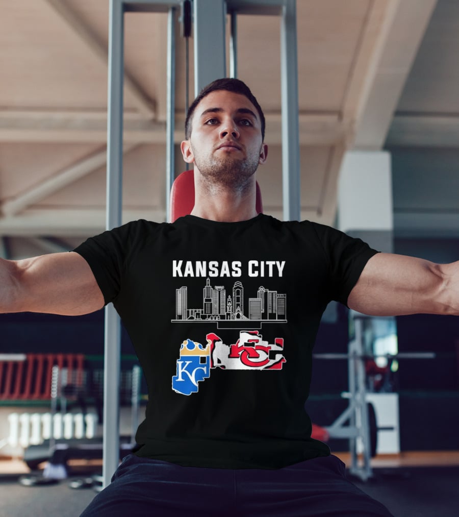 Kansas City Skyline With Chiefs And Royals T-Shirt