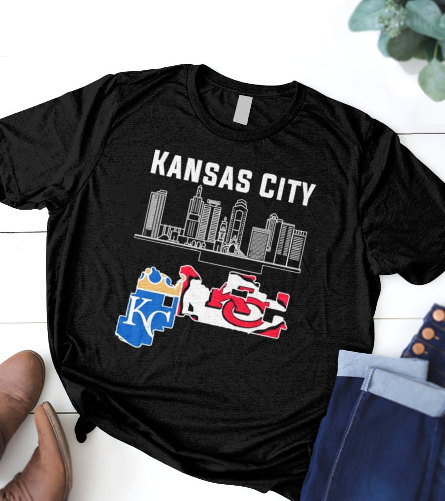 Kansas City Skyline With Chiefs And Royals T-Shirt