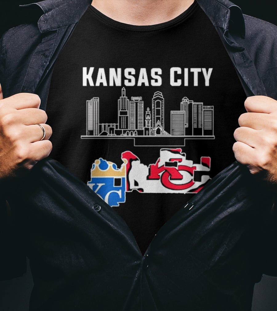 Kansas City Skyline With Chiefs And Royals T-Shirt