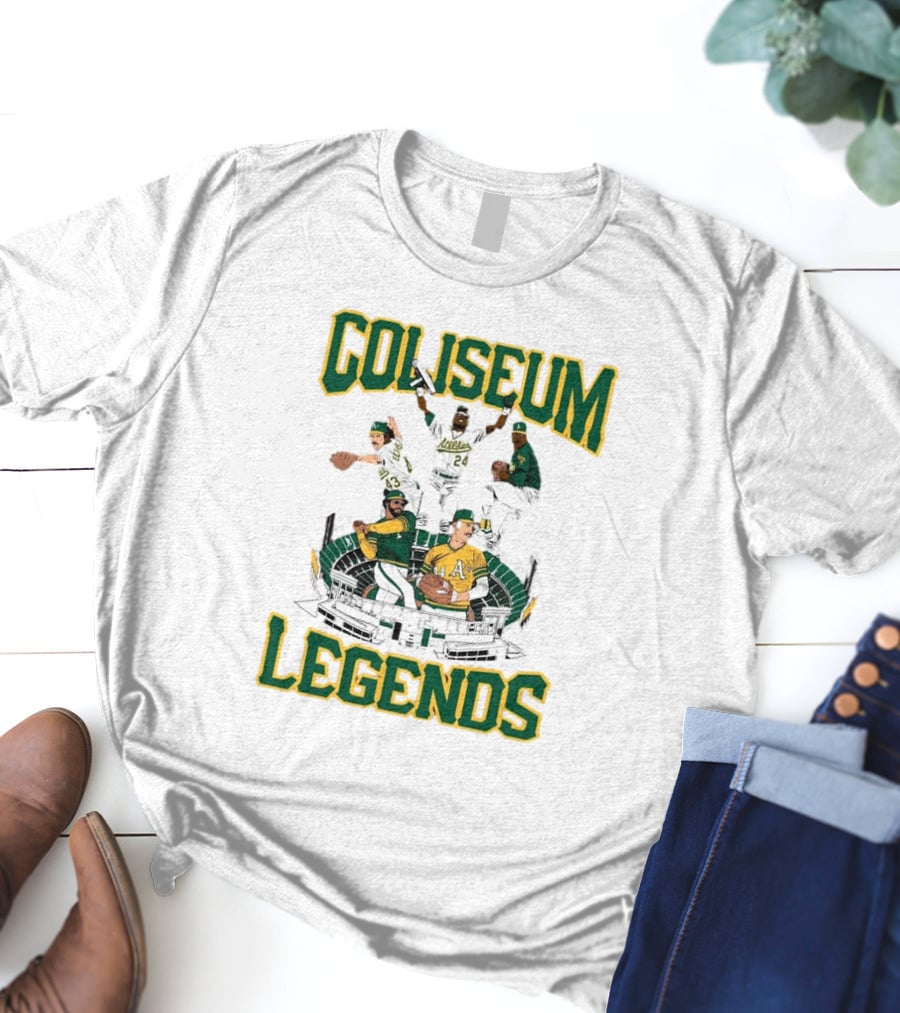 Oakland Athletics A’s Coliseum Legends Baseball Players Caricature T-Shirt