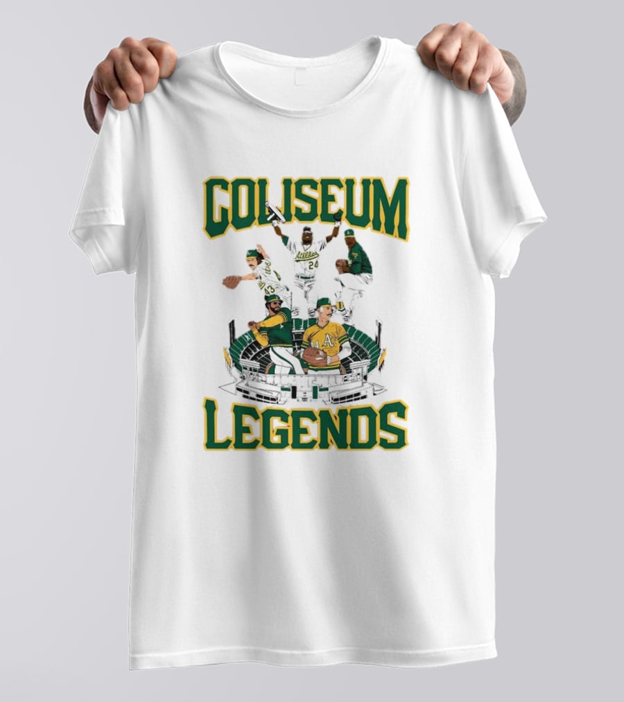 Oakland Athletics A’s Coliseum Legends Baseball Players Caricature T-Shirt