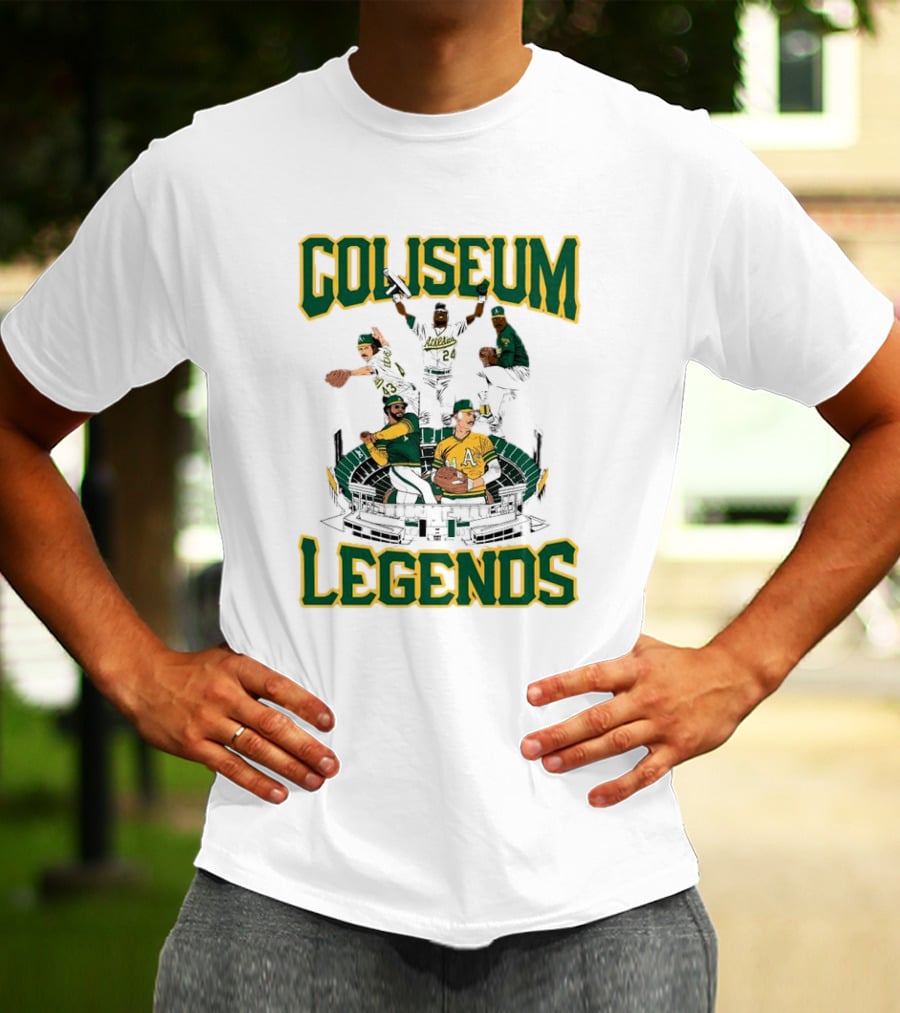 Oakland Athletics A’s Coliseum Legends Baseball Players Caricature T-Shirt