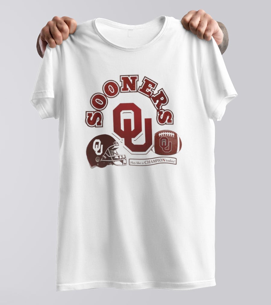 Oklahoma Sooners OU Helmet Football Play Like A Champion Today T-Shirt
